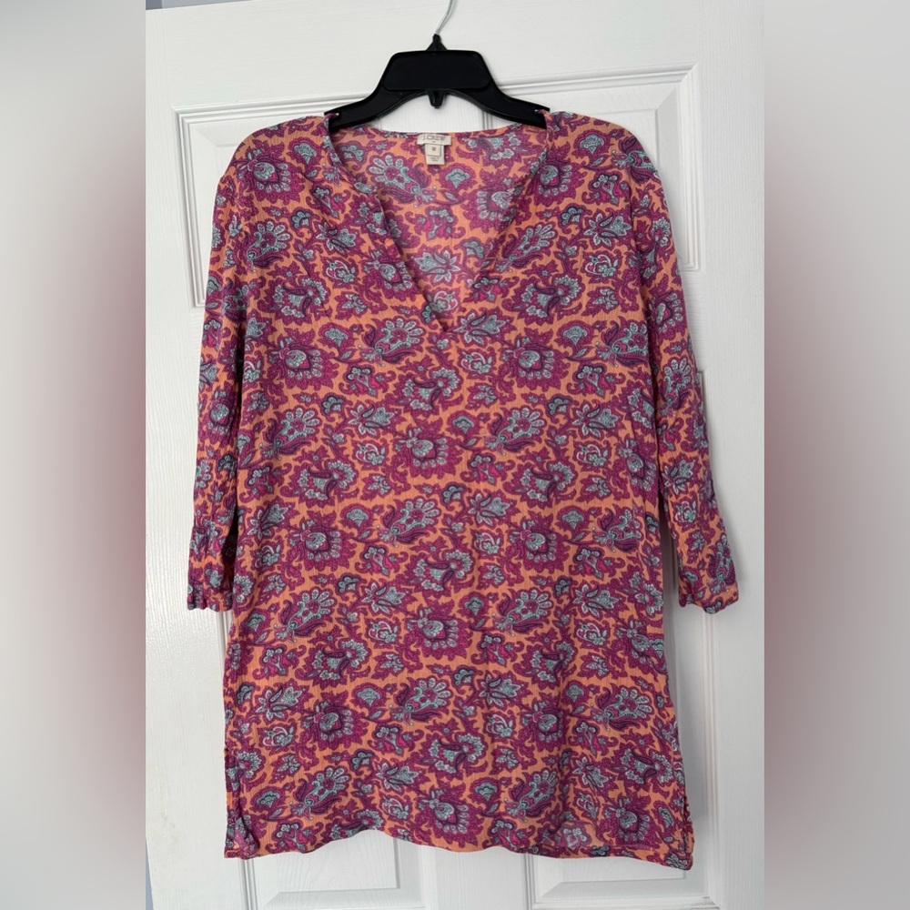 J Crew patterned gauze cover-up/tunic, size medium, excellent used condition